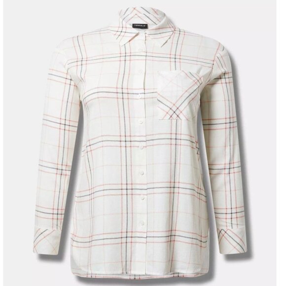 Torrid Drop Shoulder Button-Front Shirt - Picture 1 of 14